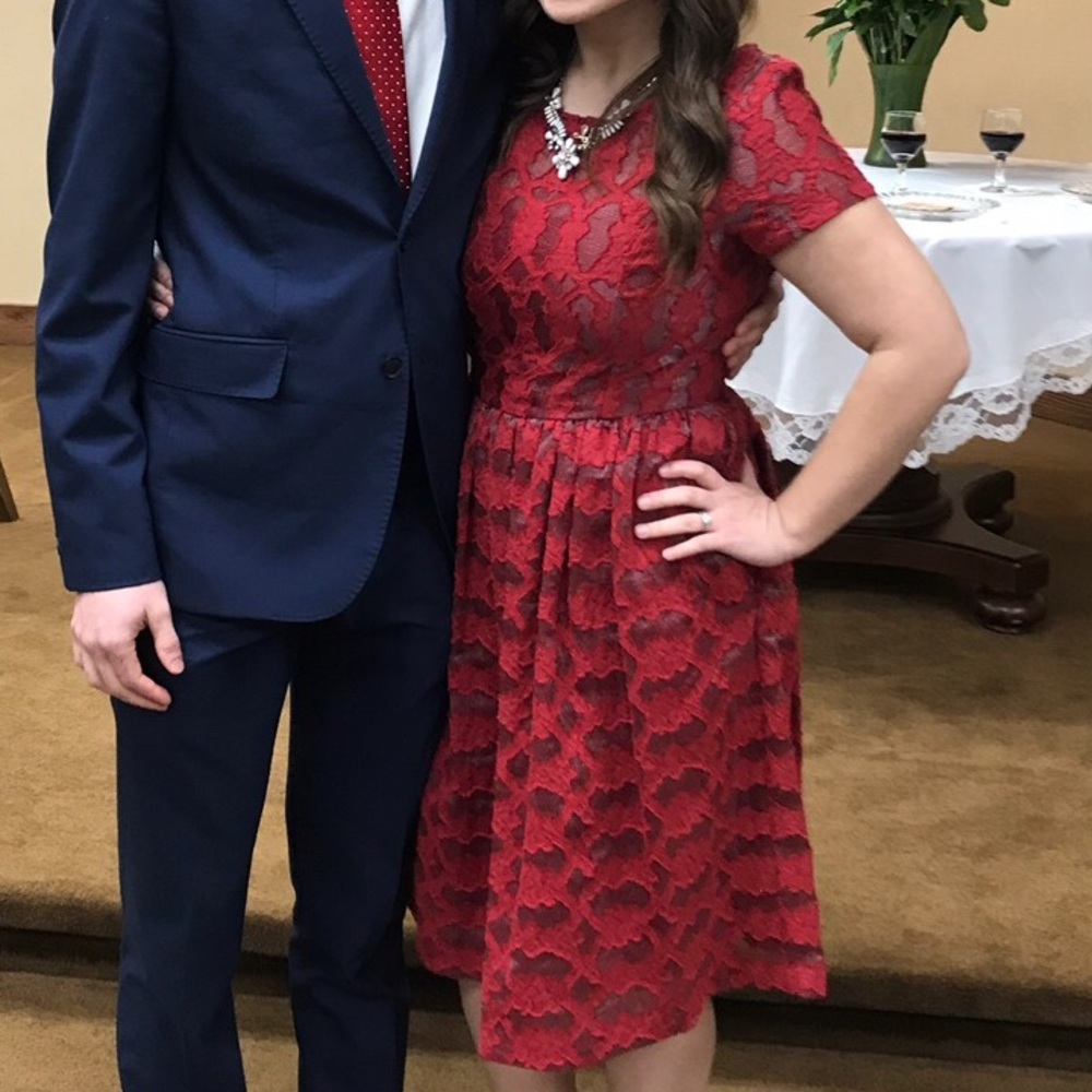 Anthropologie Red Midi Dress